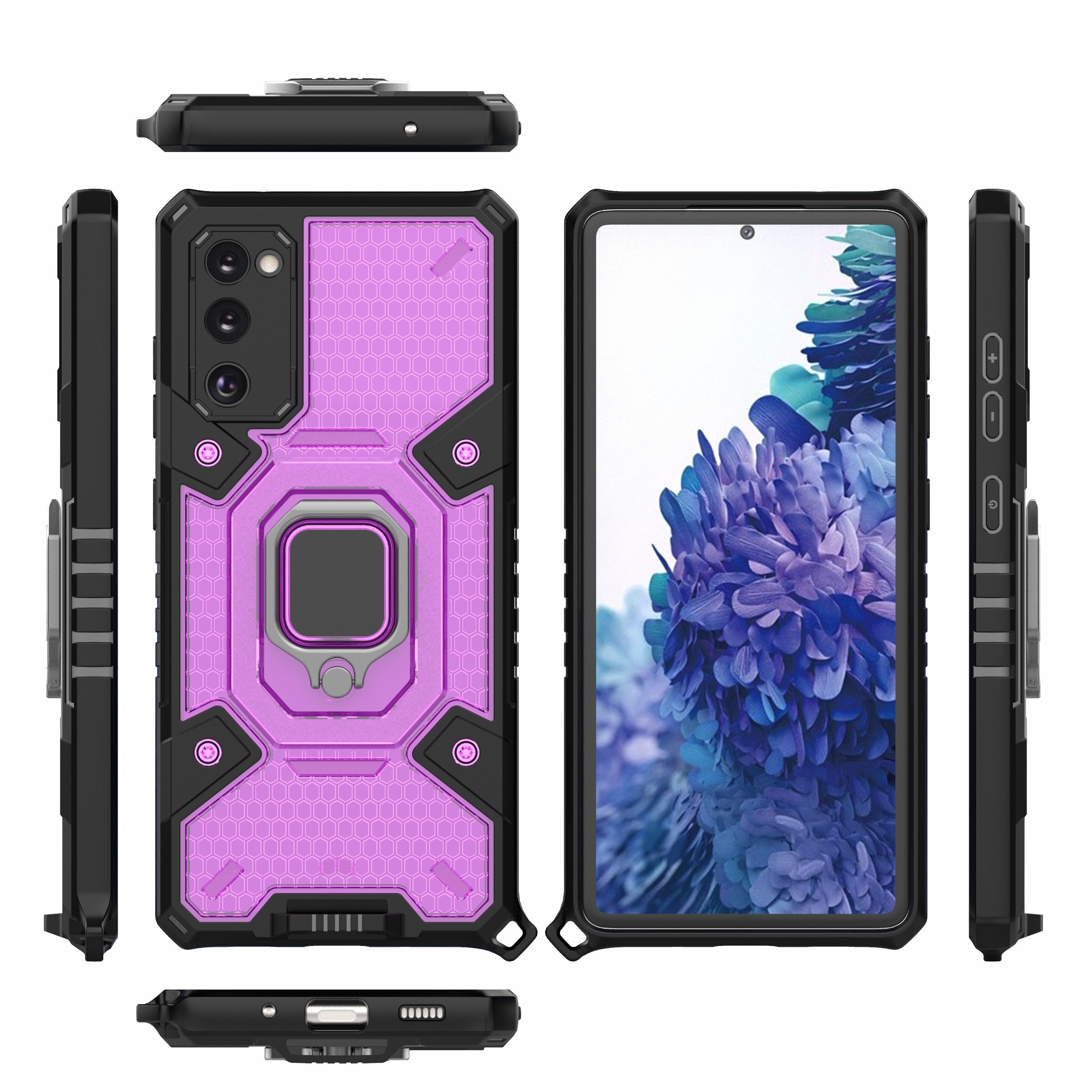 Tough Heavy PC+TPU Hybrid Kickstand Protective Phone Case with Holder Grip Magnetic Metal for Samsung Galaxy S20 FE 2022/S20 FE 4G/S20 FE 5G/S20 Lite - Purple Tough Heavy PC+TPU Hybrid Kickstand Protective Phone Case with Holder Grip Magnetic Metal for Samsung Galaxy S20 FE 2022/S20 FE 4G/S20 FE 5G/S20 Lite - Purple